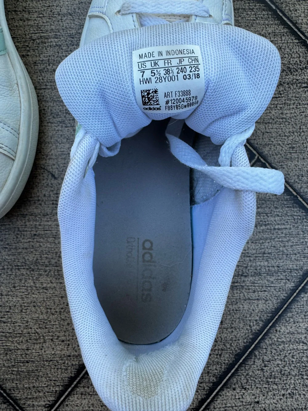 Adidas Grand Court Cloudfoam White Mint Stripe Sneakers Women’s 7